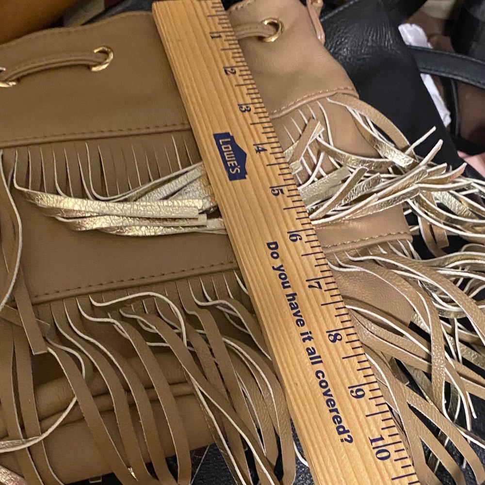 Betsy Johnson Fringed Tan Women's Bag - Picture 11 of 12